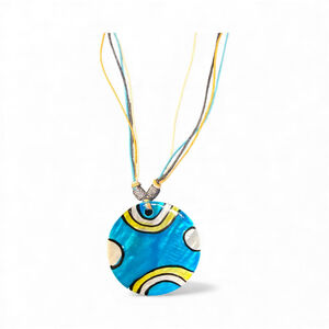 Colorful Blue & Yellow Pendant Necklace – Modern Statement Jewelry